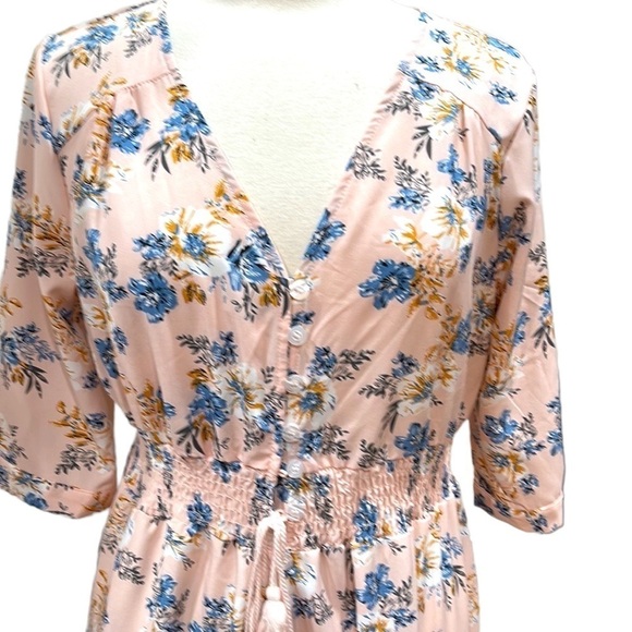 Milumia Pink Blue Floral Button Front Maxi Dress SZ XL - Picture 3 of 8